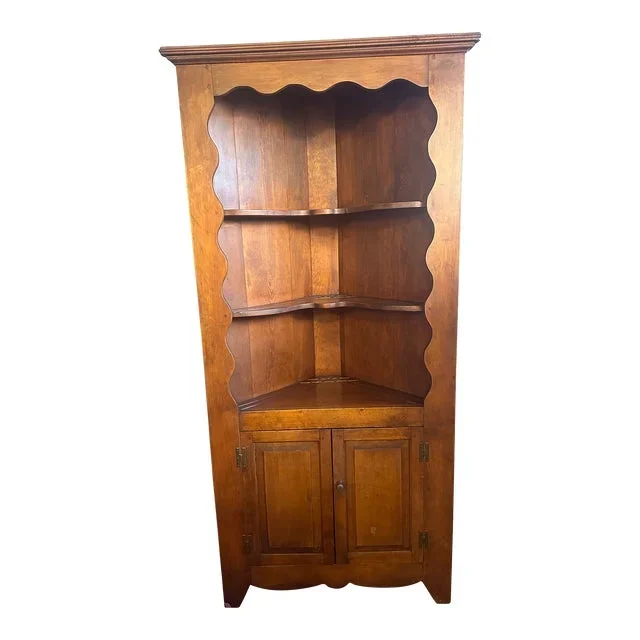 Antique Maple Corner Shelf With Cabinet
