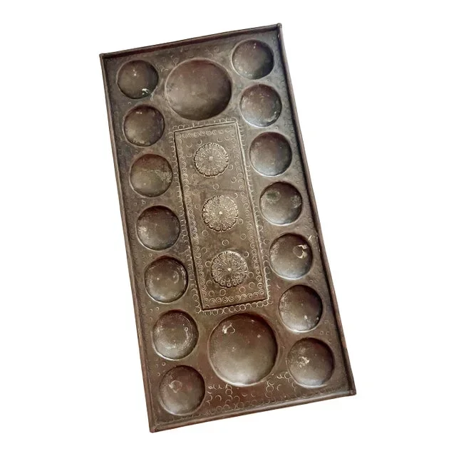 Antique Metal Pallanguzhi/Mancala Board