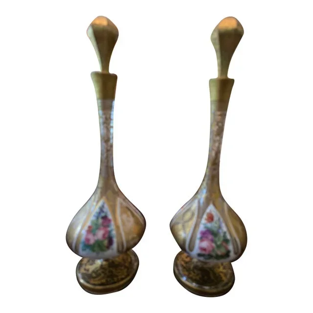 Antique Moser Bohemian Glass Museum Pair Perfume Bottles