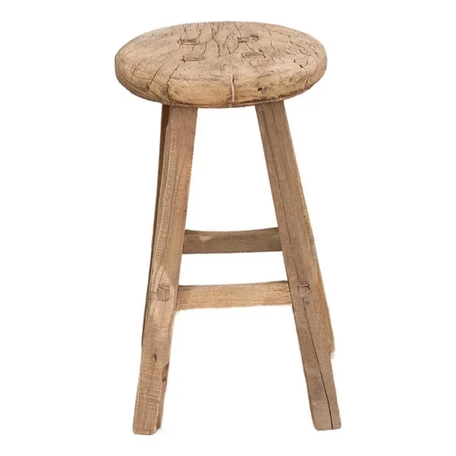 Antique Ocassional Stool With Elm Top