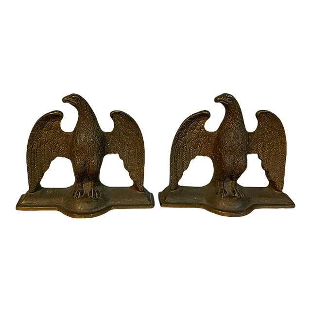 Antique Pair of Bronze Eagle Bookends – Federal Early American Style