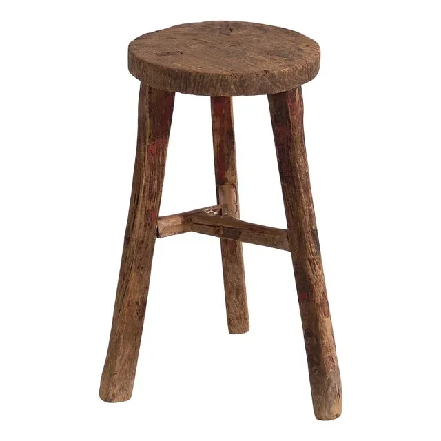 Antique Primitive Style Round Stool, 1900