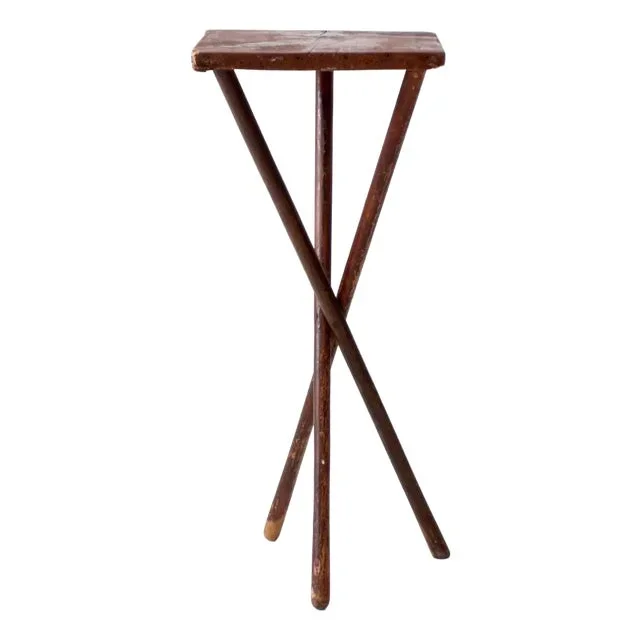 Antique Rustic Pine Tripod Side Table