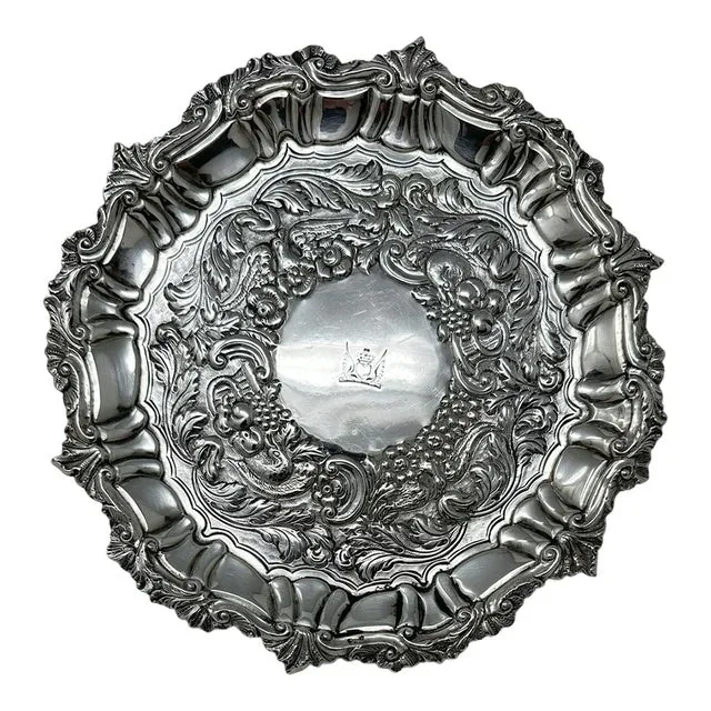 Antique Sterling Silver Irish Dublin Serving Card Drinks Tray William Nolan