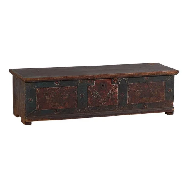 Antique Storage Chest in Dark Tones, 1870s