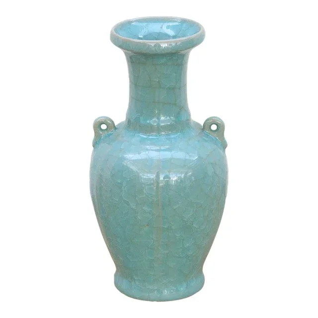 Antique Turquoise Crackle Glaze Vase