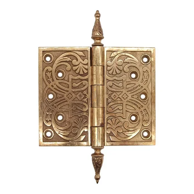 Antique Victorian 6 X 5 Bronze Steeple Tip Butt Door Hinge