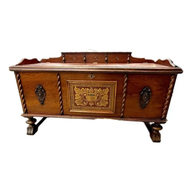 Antique Walnut Spanish Revival Ed Roos Cedar Chest