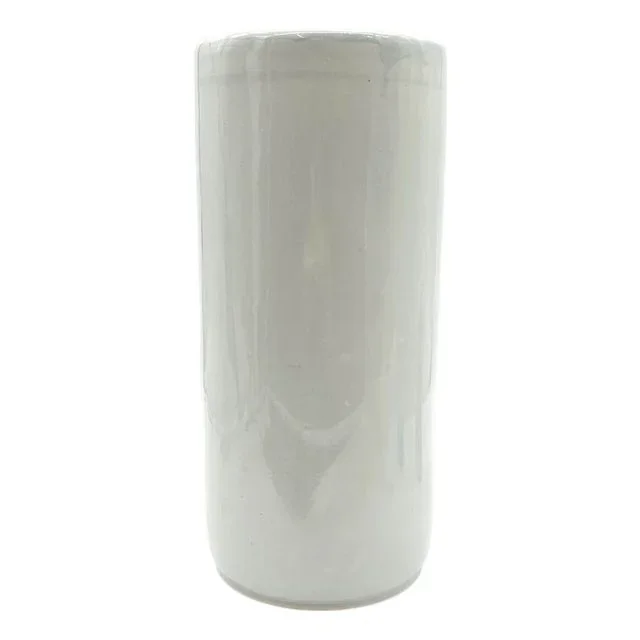 Antique White Glazed Porcelain Cylinder Umbrella Stand – Minimalist Ceramic Vessel