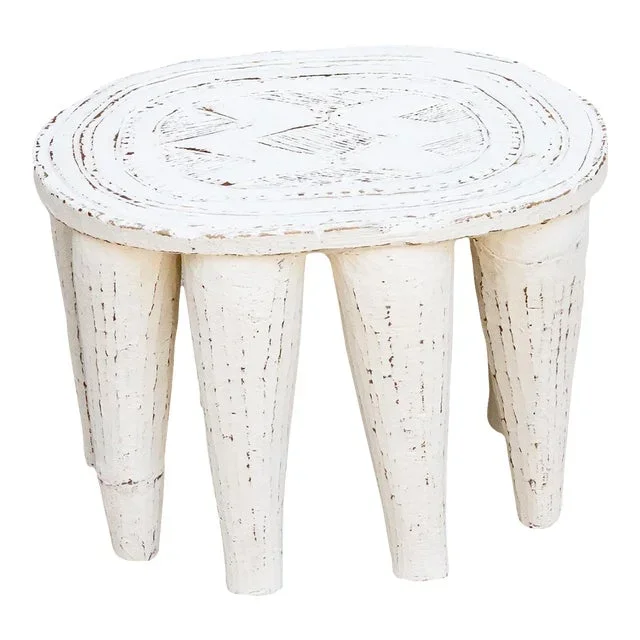 Antique White Nupe Stool