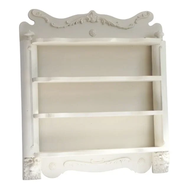 Antique White Wooden Wall Rack with Lions