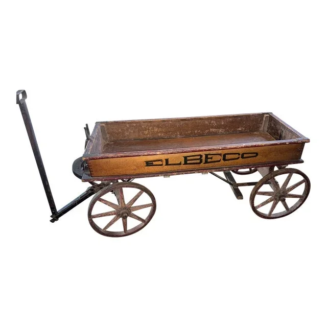 Antique Wooden Wagon With Wood Wheels