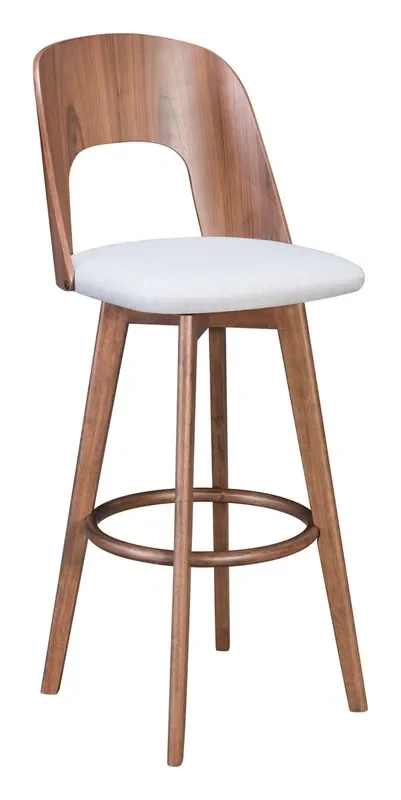 Anton Barstool (set Of 2) Walnut & Light Gray