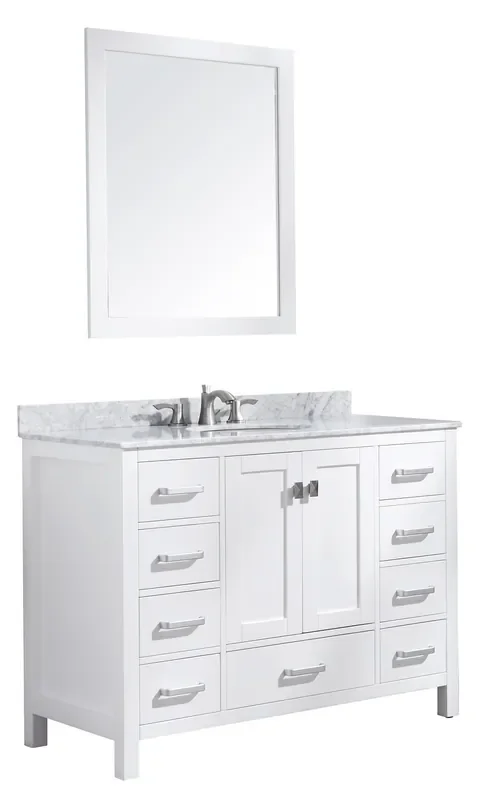 ANZZI Chateau 48 In. W X 36 In. H Bathroom Bath Vanity Set In Rich White – V-CHG011-48