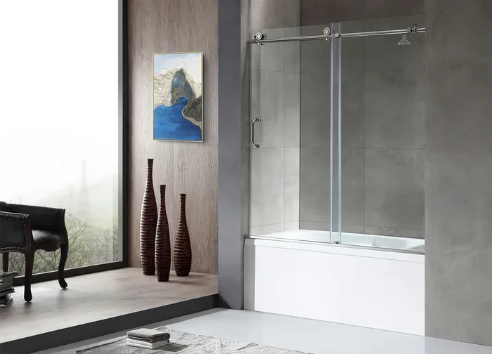 ANZZI Don Series 59 In. X 62 In. Frameless Sliding Tub Door In Polished Chrome – SD-AZ17-01CH