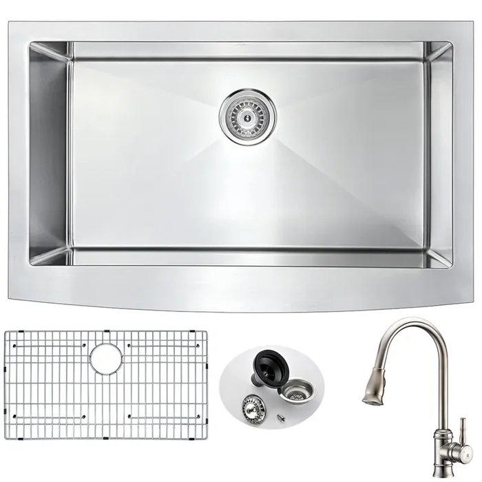 ANZZI Elysian Farmhouse 32 In. Kitchen Sink With Sails Faucet In Brushed Nickel – K33201A-130