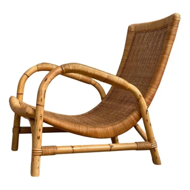 Arco Rattan and Bamboo Armchair, Germany, 1960s