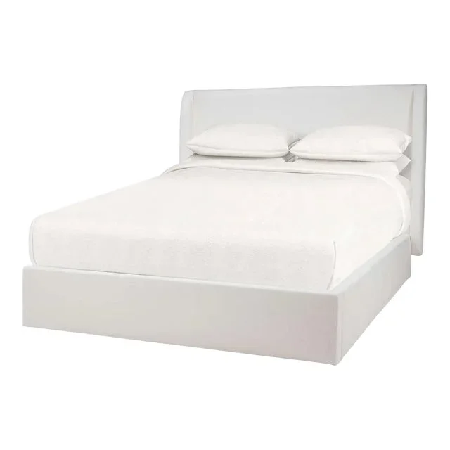 Arctic White Upholstered King Size Bed
