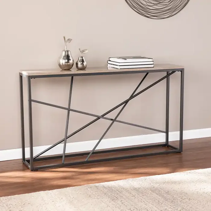 Arendal Faux Stone Skinny Console Table – Cm1654