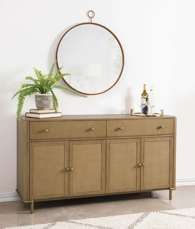 Arini Sand Wash 2-Drawer Cane Door Dining Sideboard Server