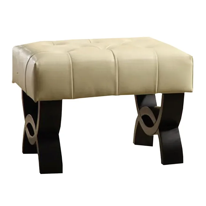 Armen Living Central Park 24″ Tufted Cream Bonded Leather Ottoman