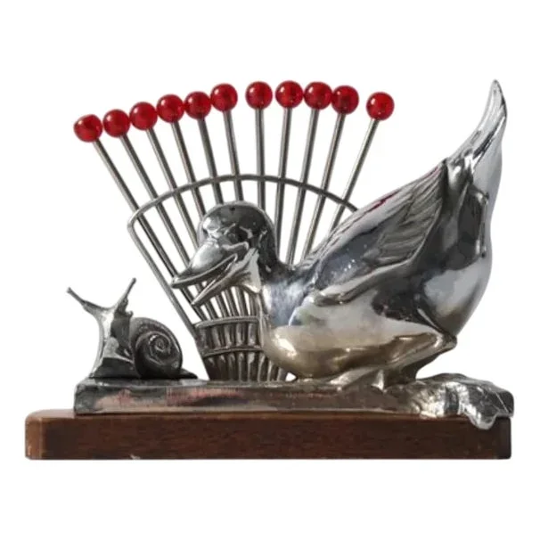 Art Deco Benjamin Rabier Chrome on Wooden Plate Cocktail Set, 1930s