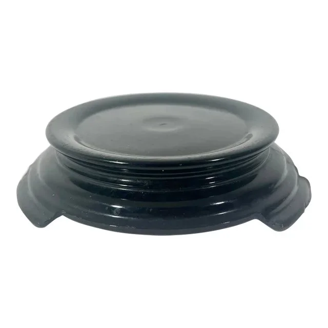 Art Deco Black Glass Chinese Style Display Stand Pedestal 4″