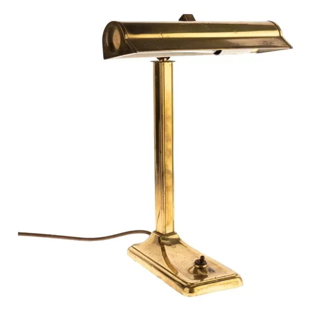 Art Deco Brass Bankers Desk Lamp