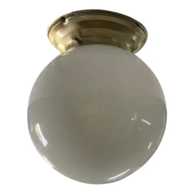 Art Deco Ceiling Lamp in Light White Opal Glass, 1930s