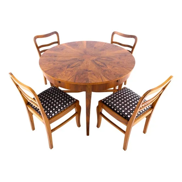 Art Deco Dining Set, Poland, 1940s, Set of 5