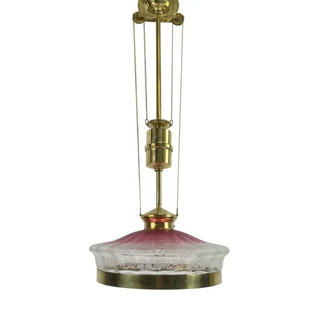 Art Deco French Hanging Light with Original Shade, 1920s