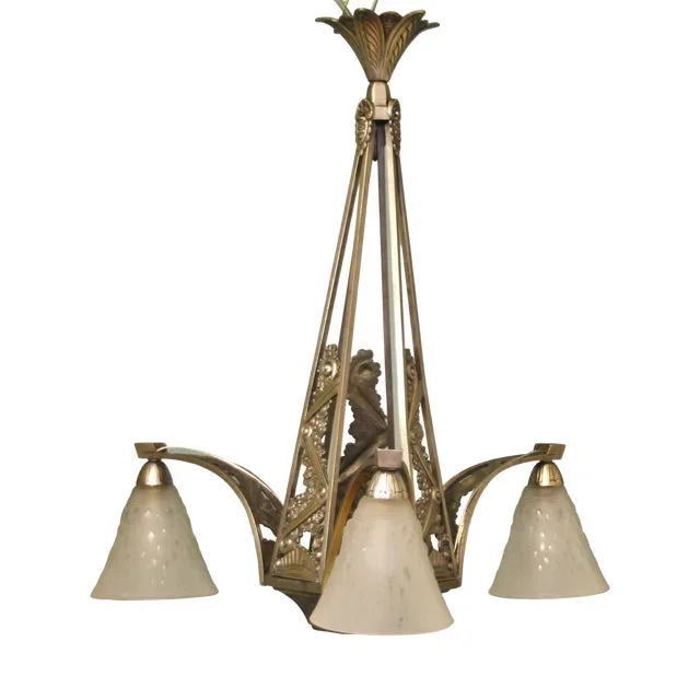 Art Deco French Pending Lamp by Muller Frères, 1920s