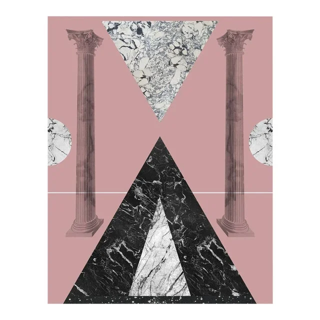 Art Deco Geometric Collage Print With Marble and Pink by Molly Frances