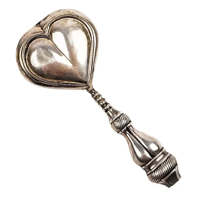 Art Deco Heart-Shaped Silver-Plated Baby Rattle, 1920s