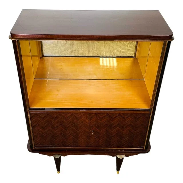 Art Deco Macassar Display Cabinet, 1950s