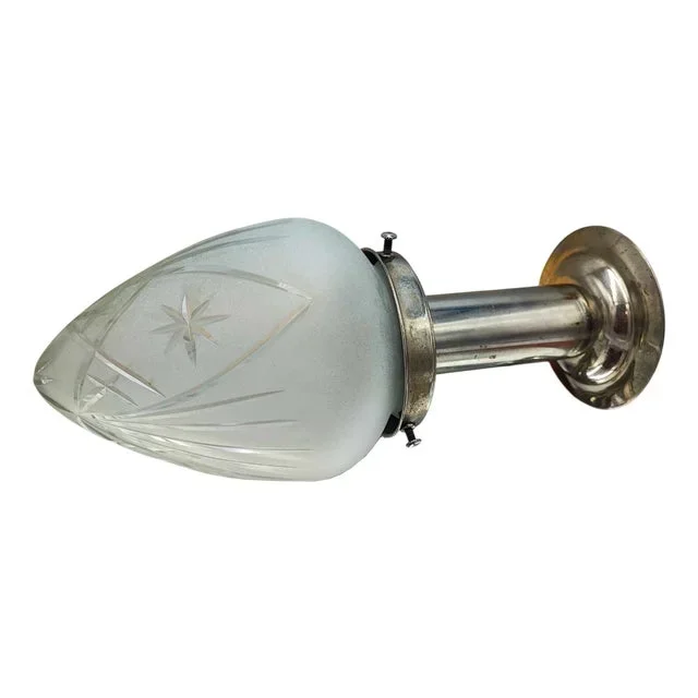 Art Deco Nickel-Plated Brass Ceiling Lamp, 1920s
