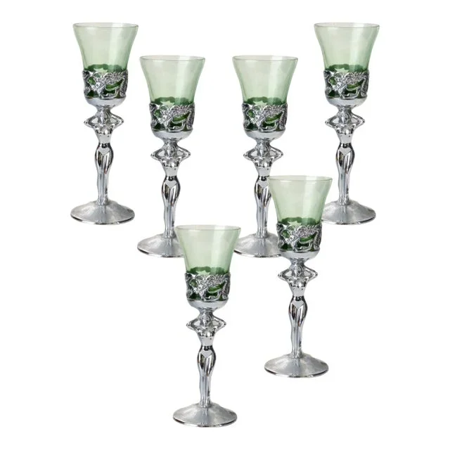 Art Deco Nude Liqueur Glasses, Set of 6