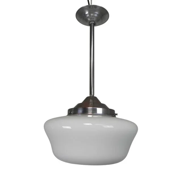 Art Deco Pendant Lamp with White Shade, 1930s