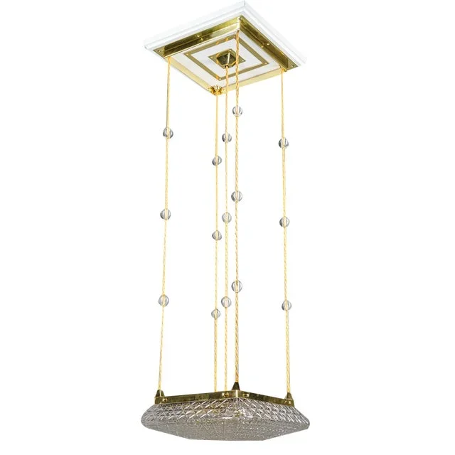 Art Deco Pendant with Cut Glass Shade, Vienna, Austria, 1920s