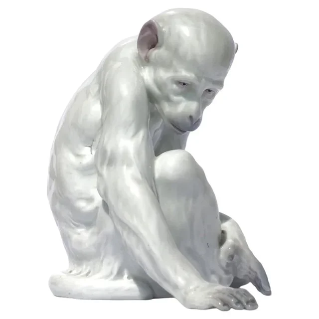 Art Deco Porcelain Monkey from Gebrüder Heubach, Germany, 1920