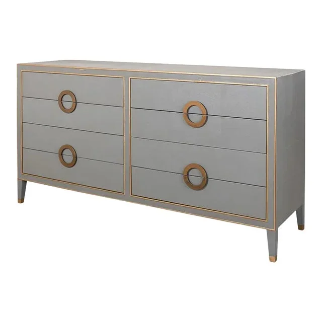Art Deco Style Shagreen Embossed Leather Dresser