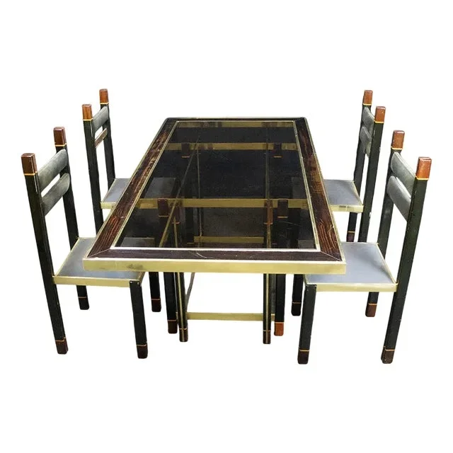 Art Deco Table with Chairs, 1930s, Set of 5