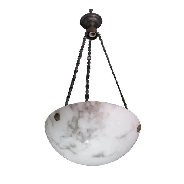 Art Deco White Albaster Pendant, 1950s