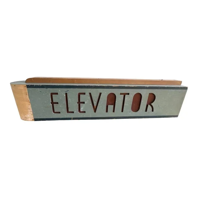 Art Deco Wooden Illuminated Elevator Sign