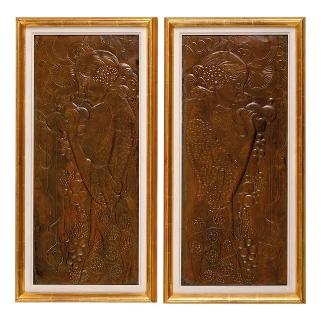 Art Nouveau Secessionist Panels Demeter by Georg Klimt, 1900s
