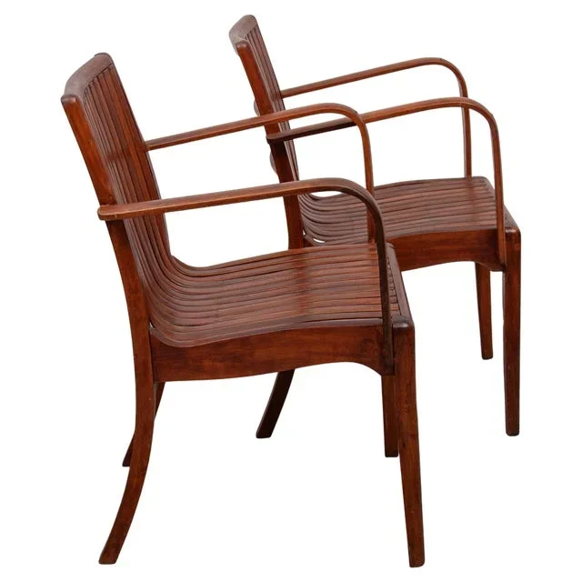 Art Nouveau Slatted Armchair attributed to Thonet, 1910
