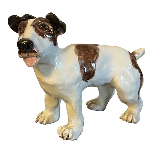 Art Pottery Dog Sculpture of a Jack Russell Terrier