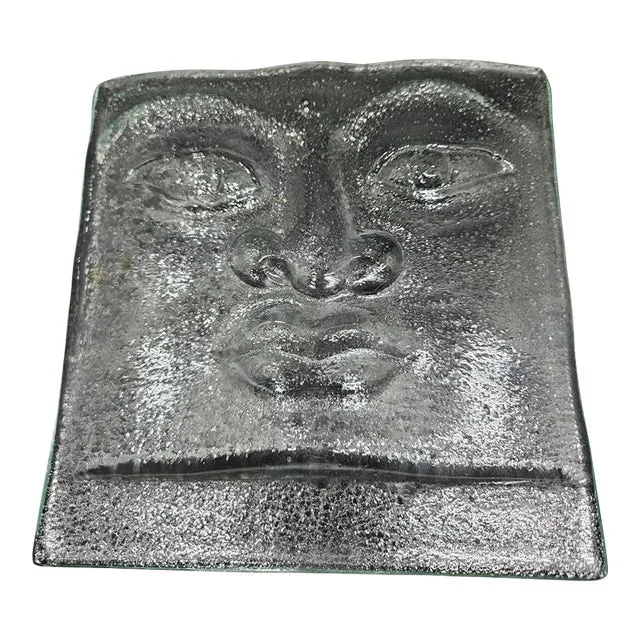 Art Vintage Glass Face Mask Clear Relief Tile