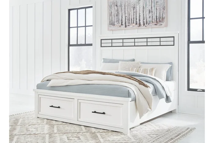 Ashbryn White/Natural King Storage Platform Bed
