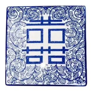 Asian Blue and White Ceramic Coaster